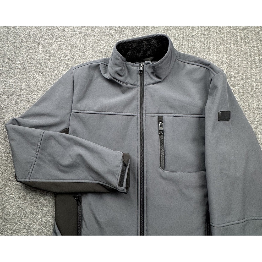 TUMI Soft Shell Fleece Lined Full Zip Jacket‎ Coat Gray Black Mens Sz S Travel
